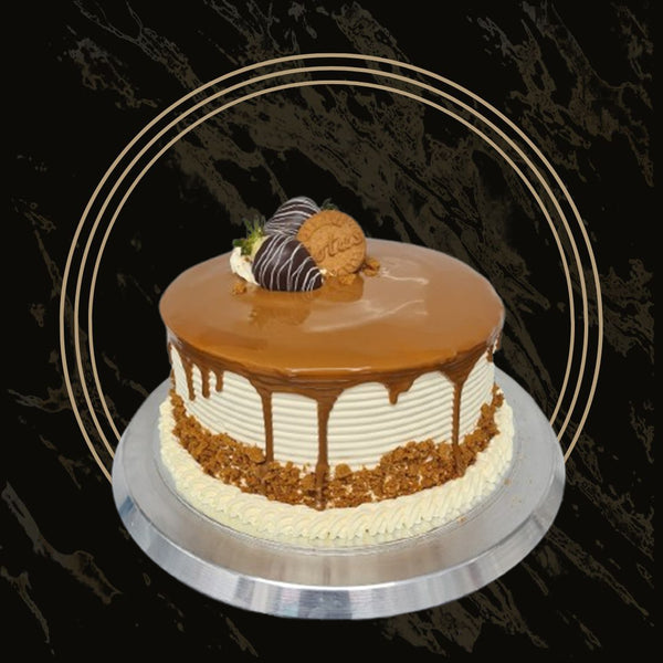 Deluxe Lotus cake with extra filling and crushed biscuit sides from The Bakers Shop in Birmingham