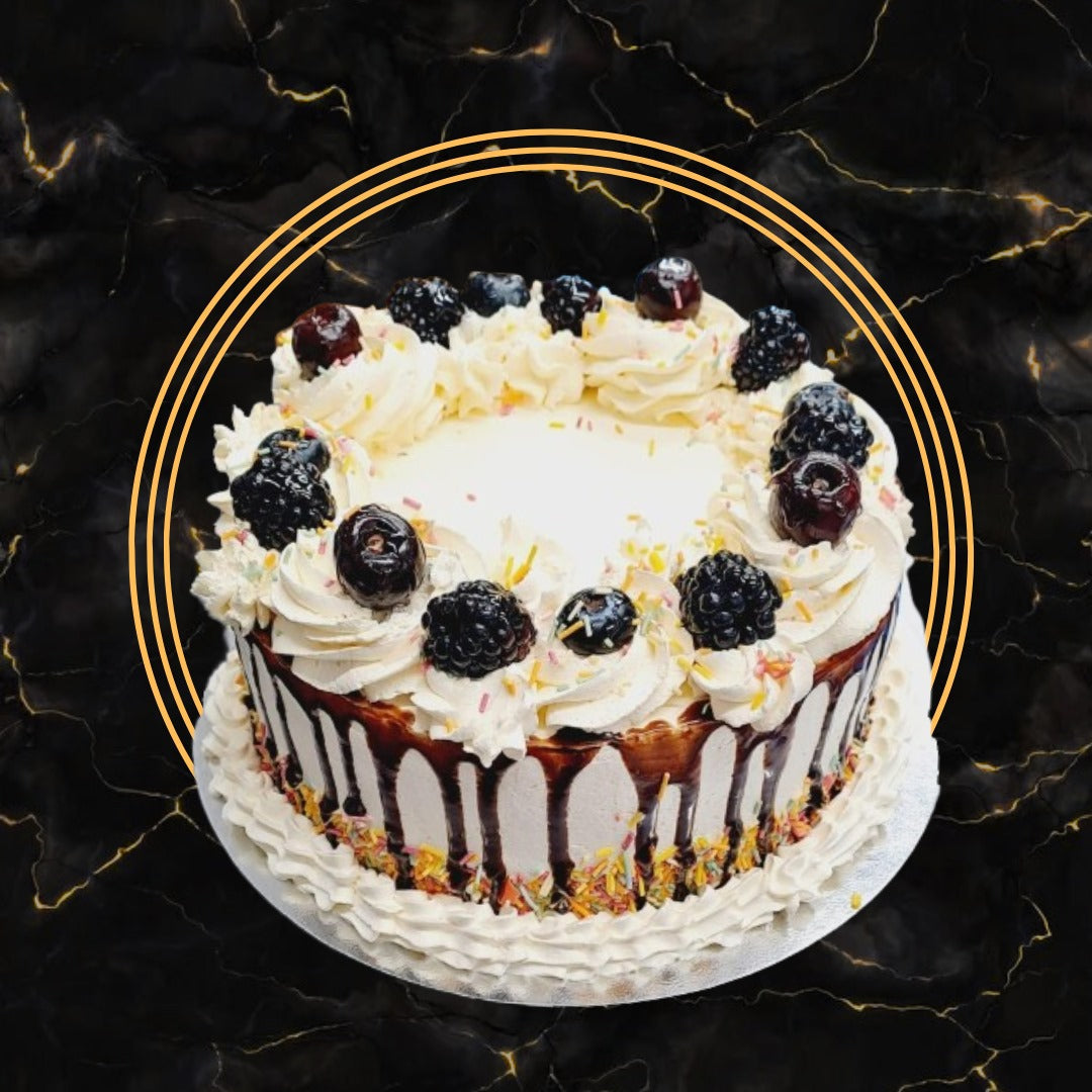 Mixed Berry Fresh Cream Drip Cake