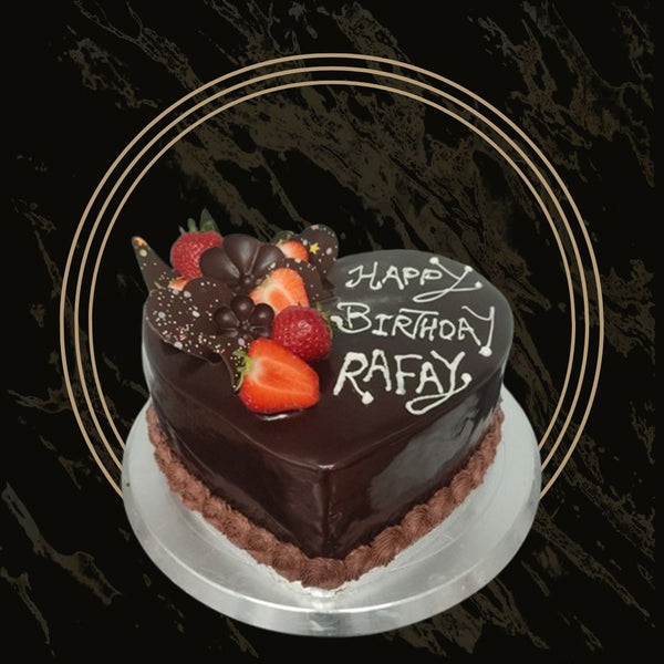 Romantic Valentine cake with “Love” topper and rose piping from The Bakers Shop in Birmingham